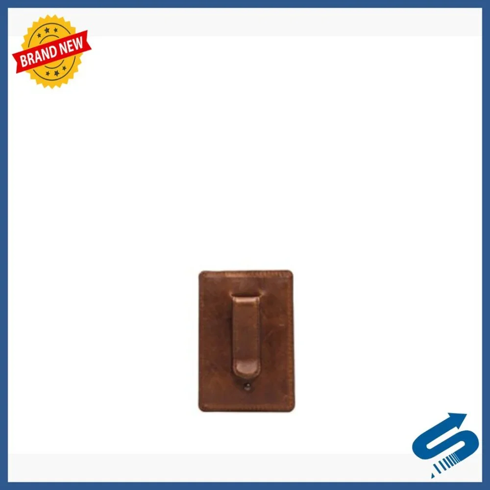 Leather Money Clip Card Case with 2 Slots, Slim Design